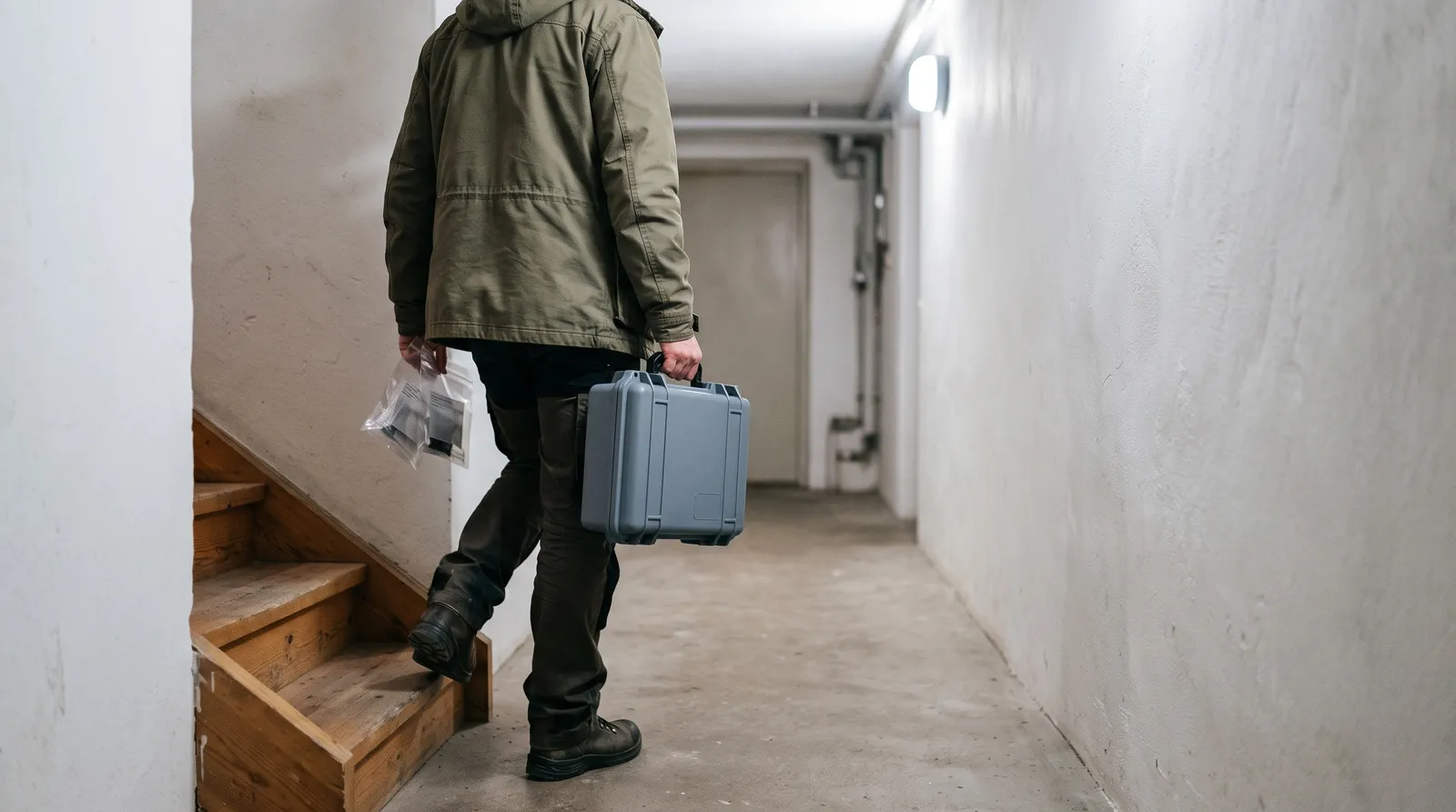 En tekniker mäter radon i Årsta